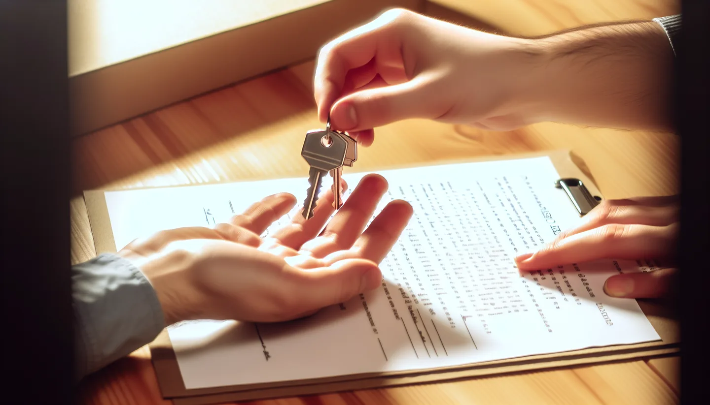 Exchanging keys over a signed property deed at closing