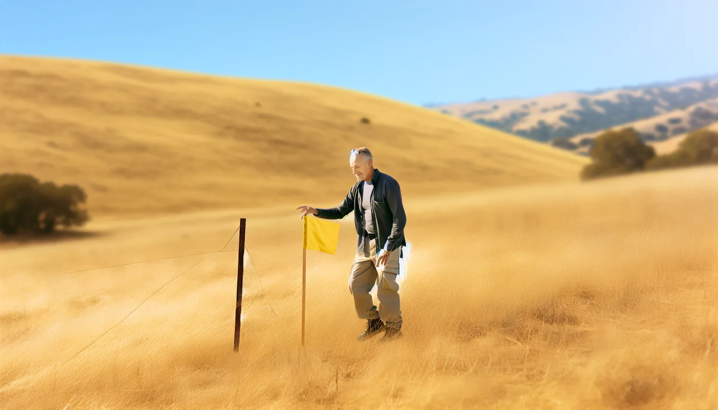 Placing a property boundary marker on a vacant land parcel
