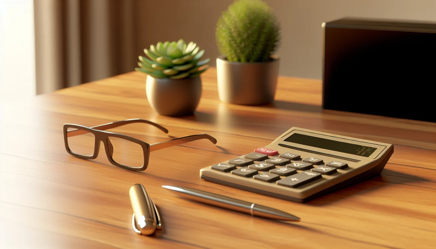 Calculator and property tax forms on a desk for selling land